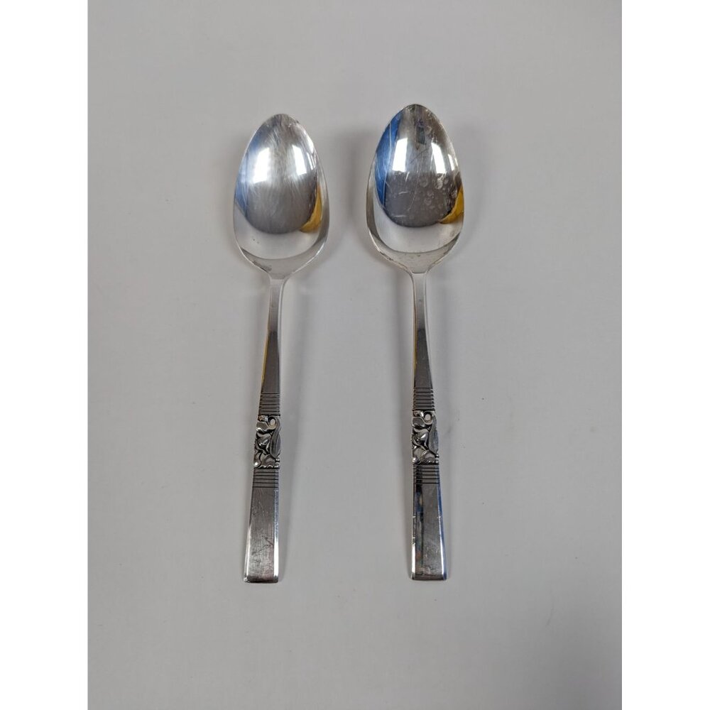 Oneida Morning Star Silverplate 1948 Serving Spoon 8 1/2" Set of 2